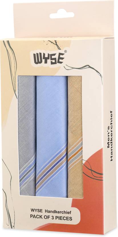 WYSE 100% Cotton Hankercheif for men|Gents handkerchief|Pastel 3PCS ["Multicolor"] Handkerchief