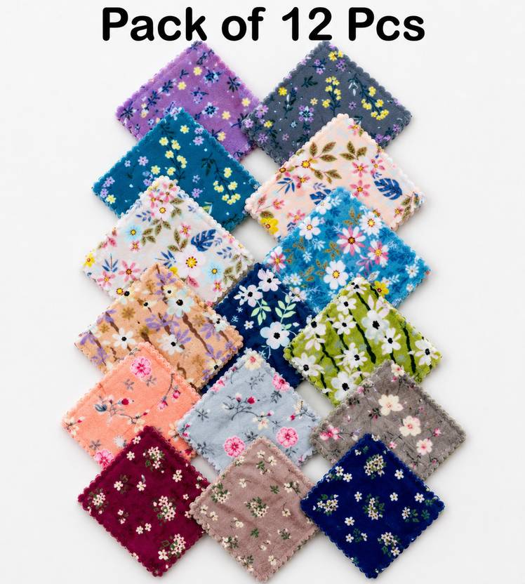 BCD Soft Cotton Printed Handkerchief for Women & Girls Assorted Pocket Square Set 3 ["Multicolor"] Handkerchief