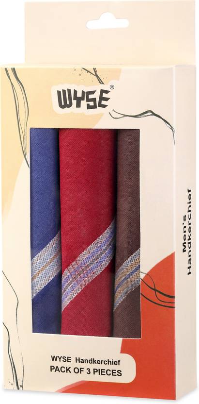 WYSE Handkerchief for men||100% cotton hanky for men || Dark Color 3 PCS ["Multicolor"] Handkerchief