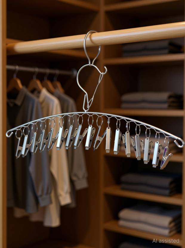 RARE-ZONE ® 20 Clips Stainless Steel Cloth Dryer/Drying Stand/Hanger with Clips Steel Dress Hanger For  Dress