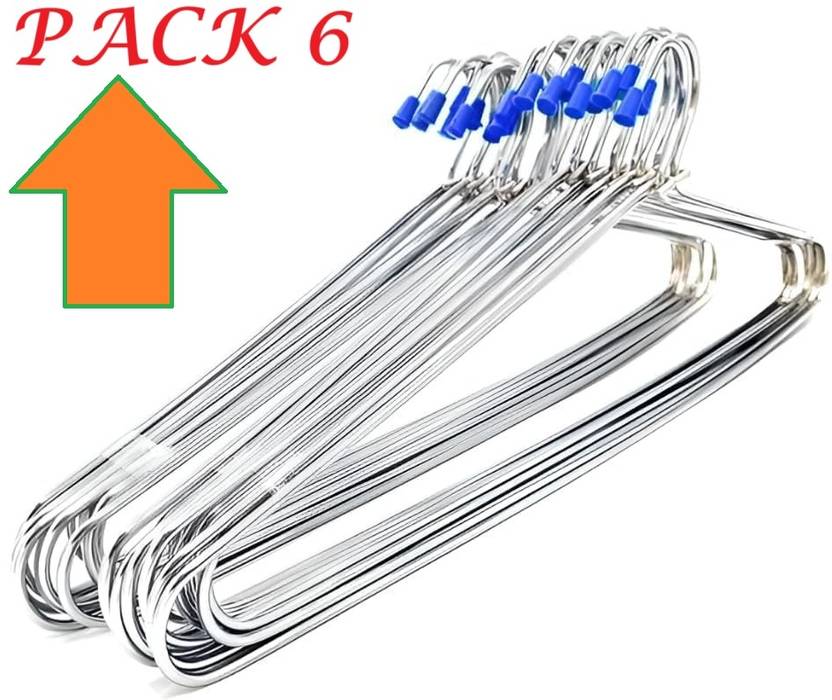 hangly Chrome Steel Shirt Pack of 6 Hangers For Shirt (Steel) Steel Saree Pack of 6 Hangers For  Saree