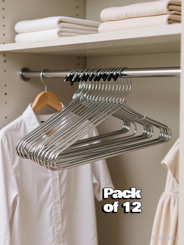 hangly Steel hanger for clothes and dresses Steel Coat Pack of 12 Hangers For  Coat
