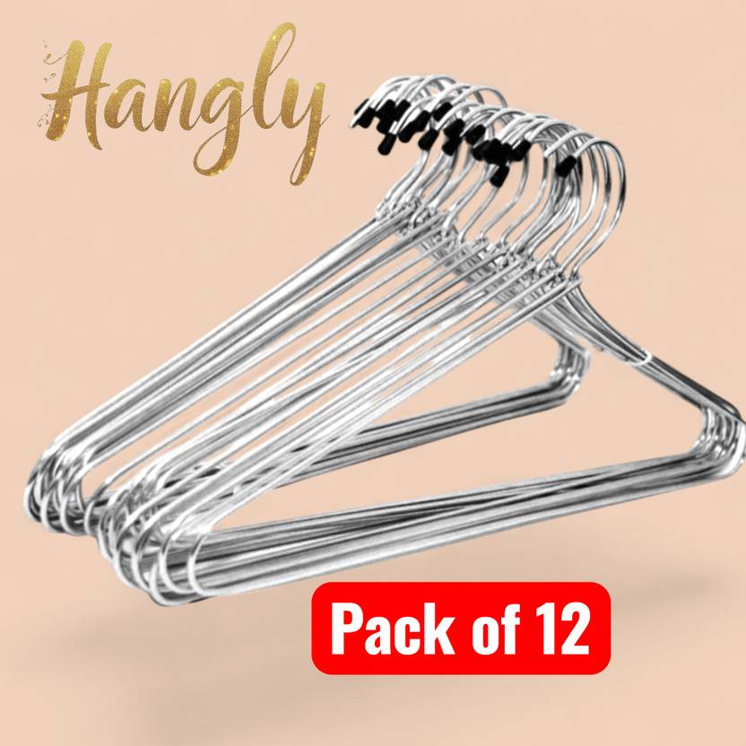 hangly Steel hanger (pack of 12) for coat and dresses Steel Coat Pack of 12 Hangers For  Coat