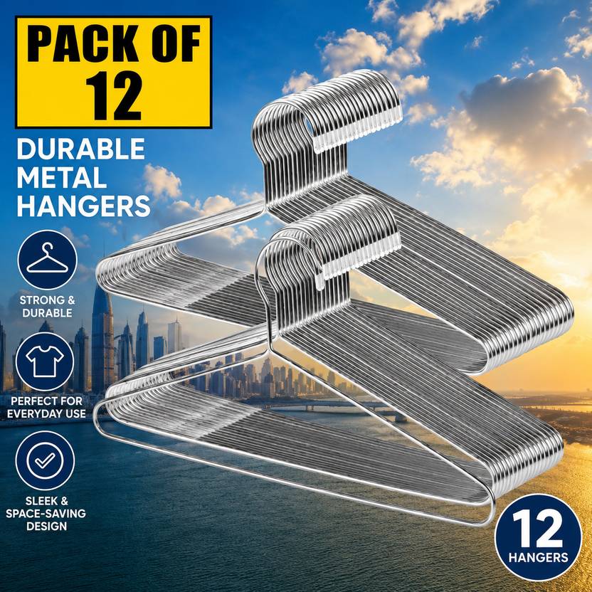 hangly Steel hanger (12pcs) for clothes Aluminium Dress Pack of 12 Hangers For  Dress