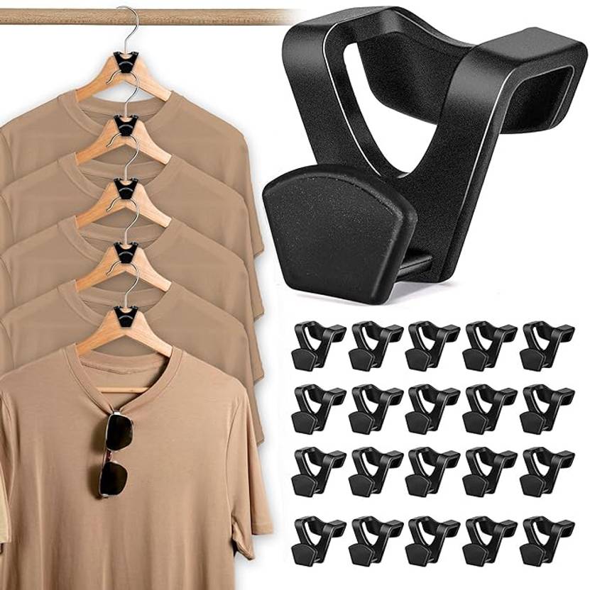 LivingBasics LIVINGBASICS 20 Pcs Hanger Hooks/Extender /Space-Saving Wardrobe Connector Hooks Plastic Shirt Pack of 20 Hangers For  Shirt