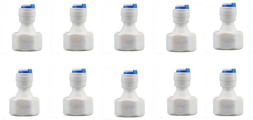 BORYS (Pack of 10) RO Female Direct Valve Straight Connector – 1/2" Female Thread X 1/4" Inch RO Tube Ball Valves