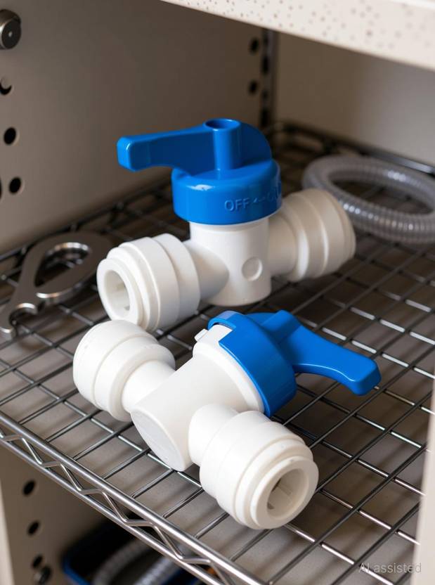 Aameria RO 1/4" Quick Fitting Connection for RO (1/4"QC X 1/4"QC) Flush Valve 2pc Ball Valves