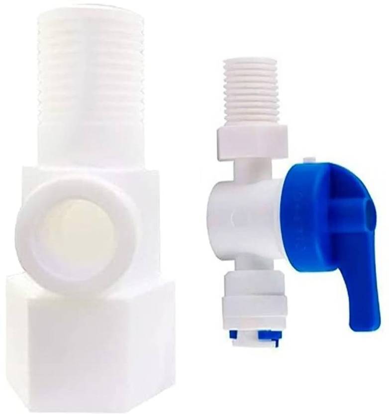 AuraWater Plastic Inlet Coupling + Valve Connector for Ro Water Purifiers 1/4" Size_4 Ball Valves