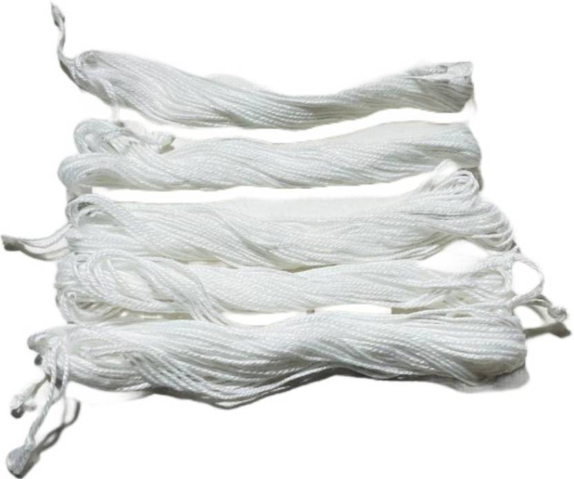 anilStore Pack of 5 White Cotton Long Janau for Pooja /Janeu with Red Chandan Tilak Free Thread Pick