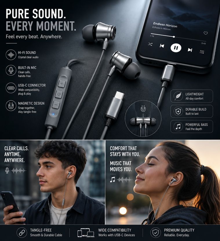 PROWARP Type-C Wired Earphones - Image 4