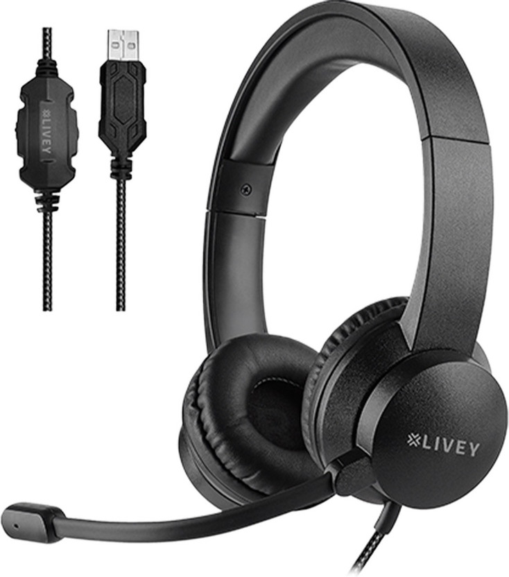 LIVEY Audixa 320DU Plus Wired USB Headset, Noise Cancelling Mic