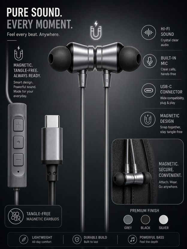 PROWARP Type-C Wired Earphones - Image 1