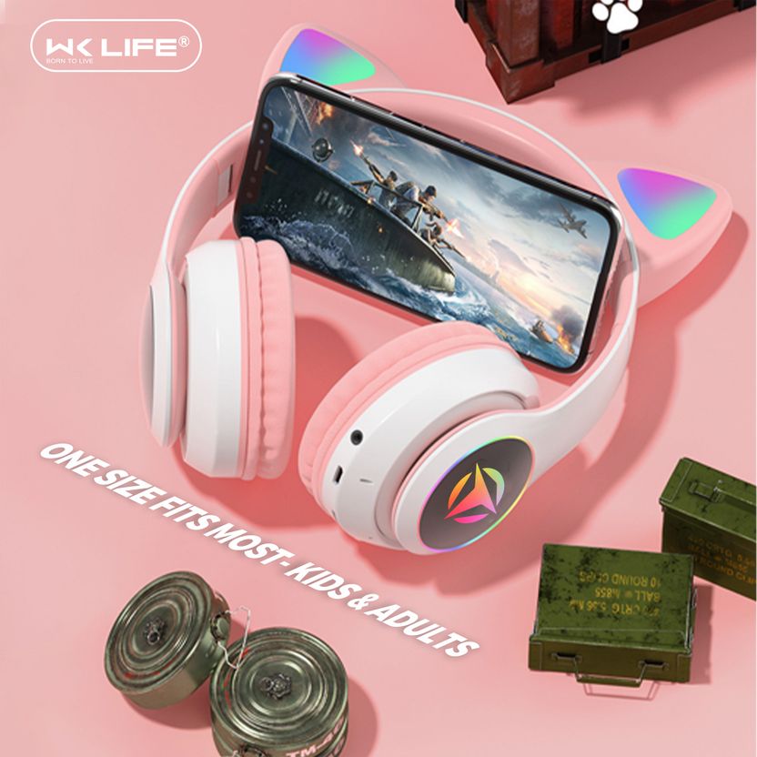 Wk Life 5.0 Kids Bluetooth Headset Pink - Image 2