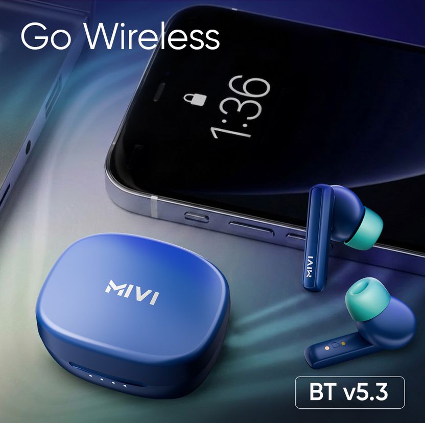 Mivi DuoPods Oris AI ENC Bluetooth Headset (Ocean Blue) - Image 7