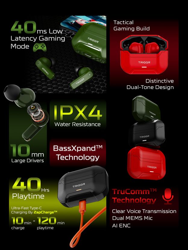TRIGGR Raze 1 40H Battery 40ms Latency Dual Mic - Image 2