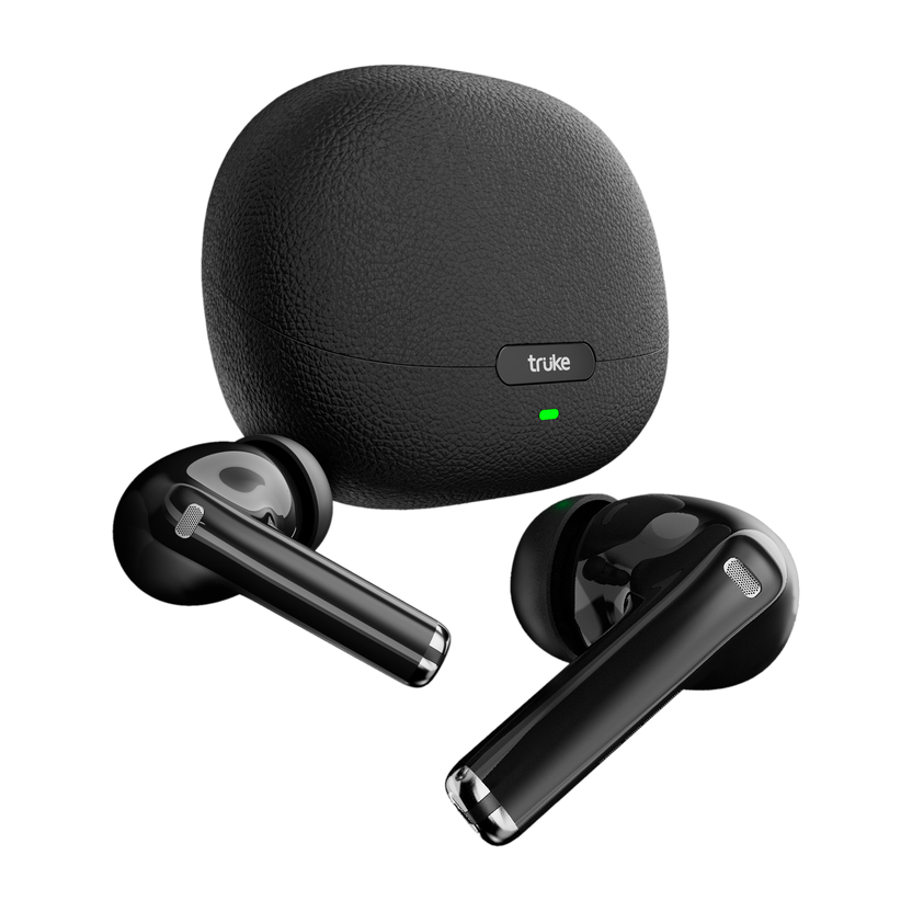 Click to enlarge truke AuraPro 60H Playtime TWS Earbuds, Leather Finish, Dual Pair...more