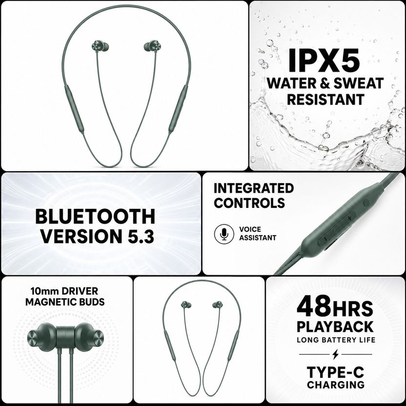 myxes M60 Bluetooth Neckband with 50H Playtime & Dual Pairing Blu...more - Image 6