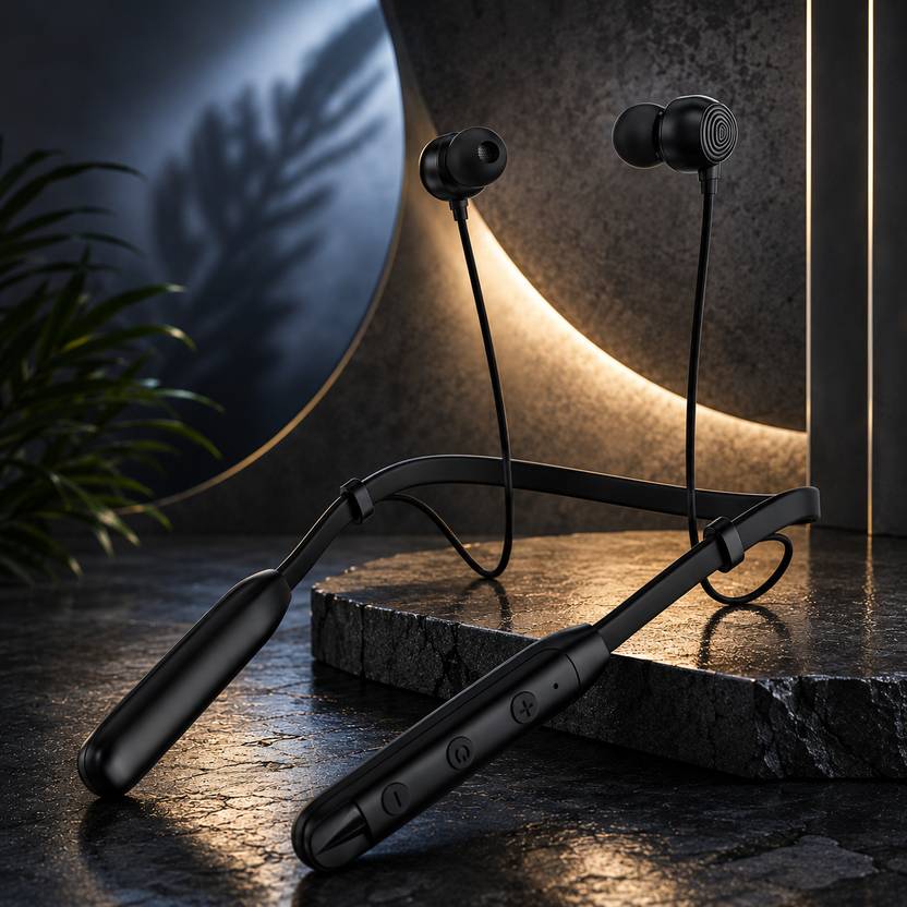 DSSB Neckband Bluetooth Earphones Wireless Headset with Mic Black Bluetooth