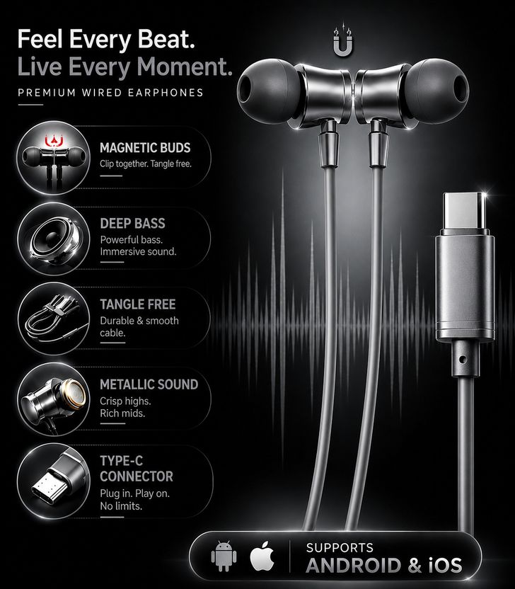 PROWARP Type-C Wired Earphones - Image 2