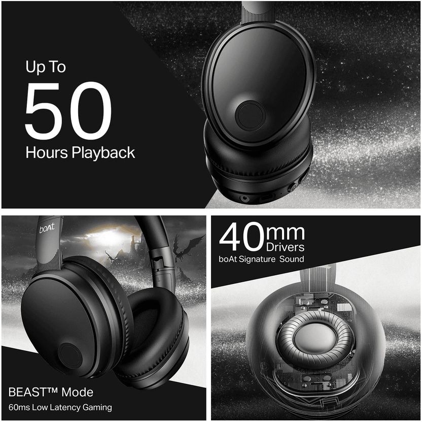 boAt Rockerz Trendz Bluetooth Headset (Black) - Image 4