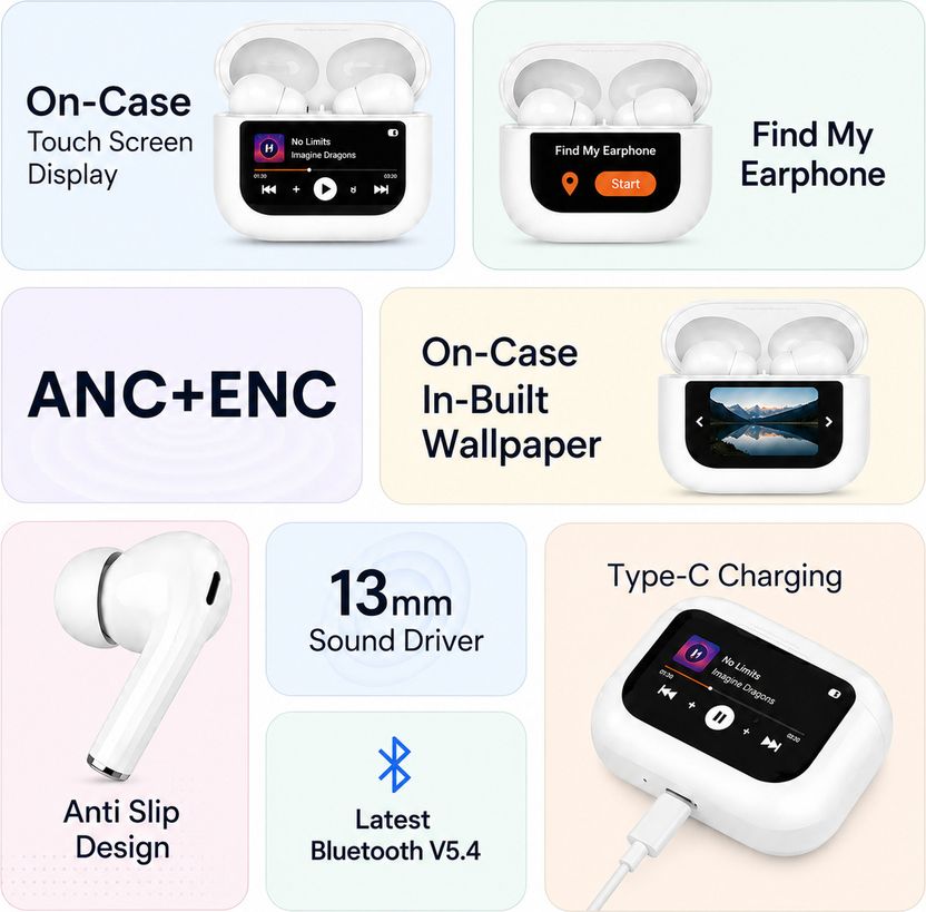 Teckily Ecotek Touch Display ANC Earbuds - Image 3