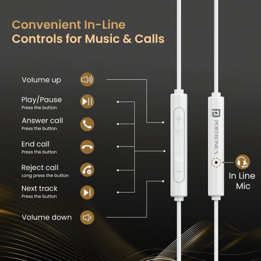 Portronics Conch Theta C Type C Wired Earphone With HD Quality In...more - Image 8