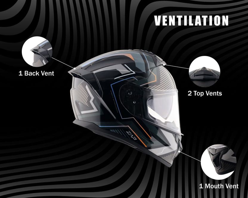 VEGA Zap Explore D/V Motorbike Helmet (Black Grey) - Image 5