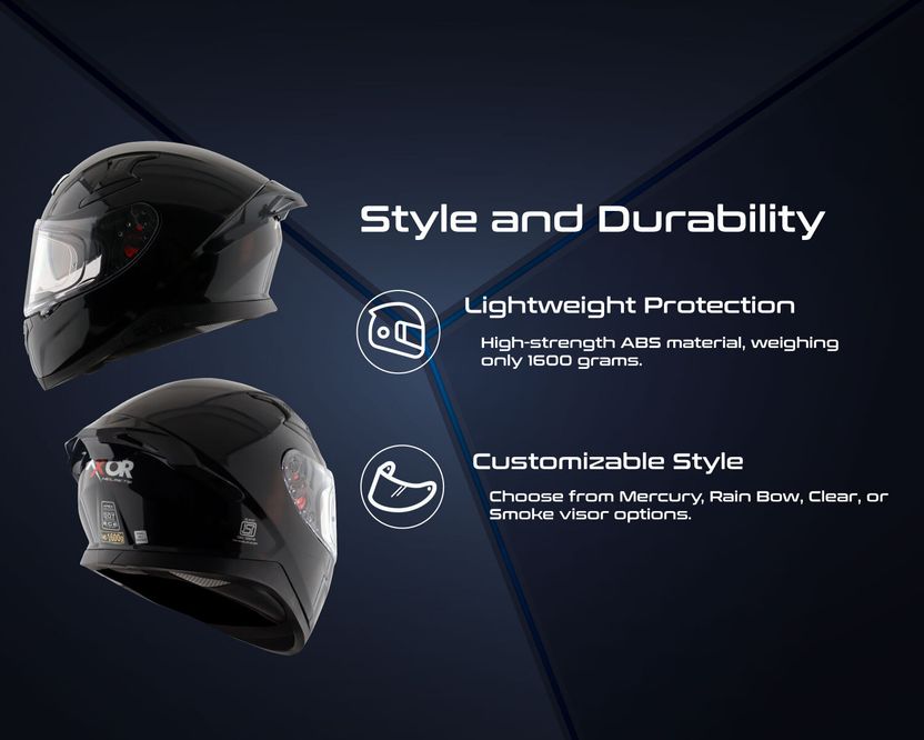 Axor Apex Solid Motorbike Helmet Black - Image 8