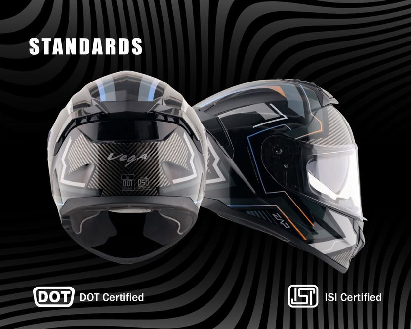 VEGA Zap Explore D/V Motorbike Helmet (Black Grey) - Image 6