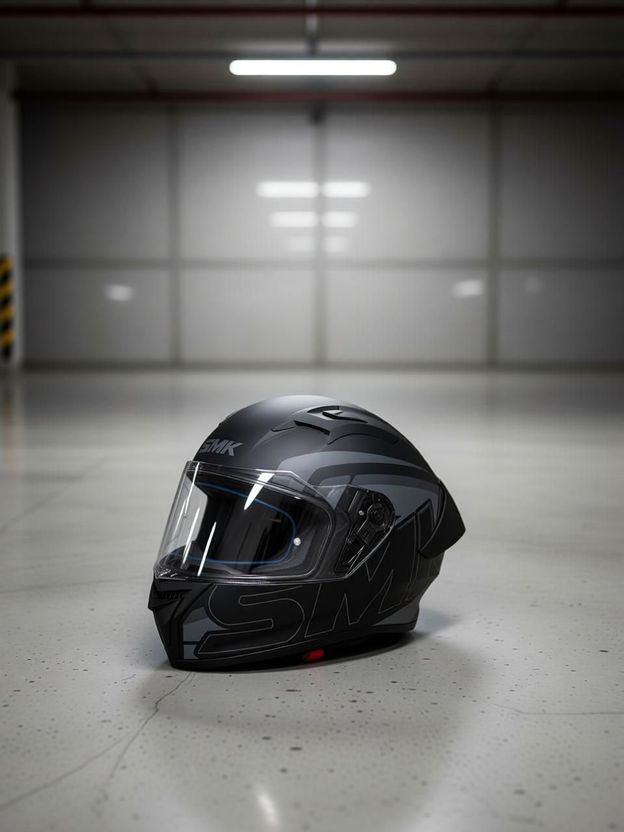 SMK Stellar Motorbike Helmet (Grey, Black) - Image 5