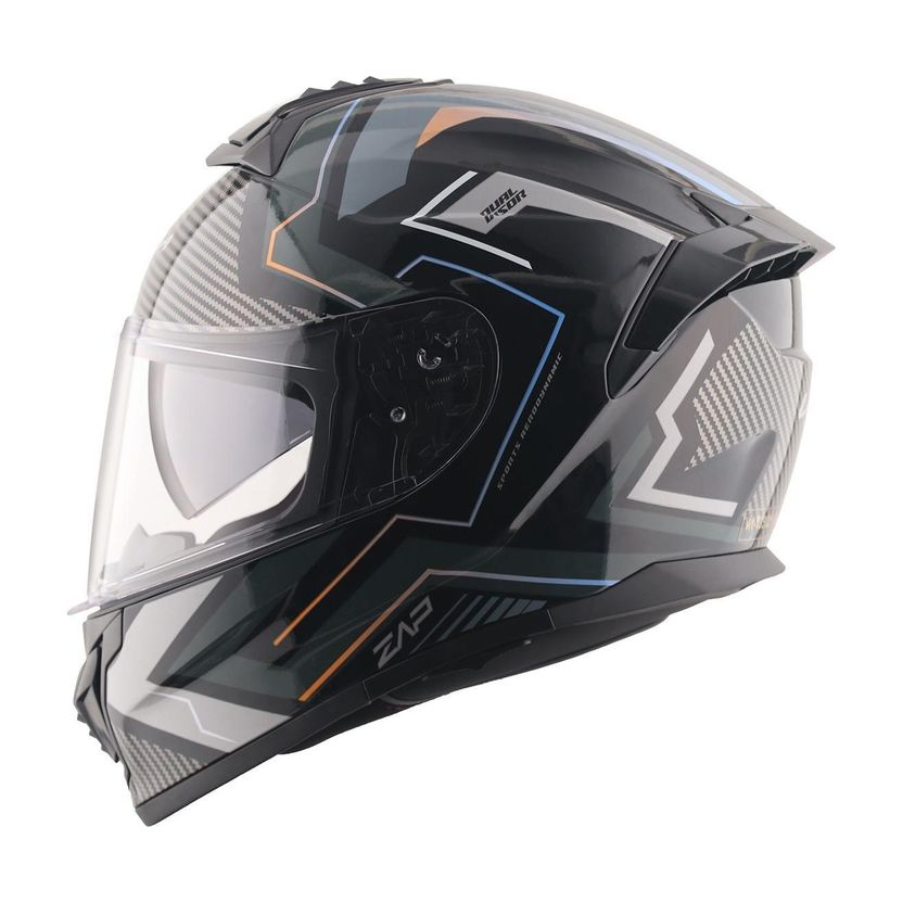 VEGA Zap Explore D/V Motorbike Helmet (Black Grey) - Image 1