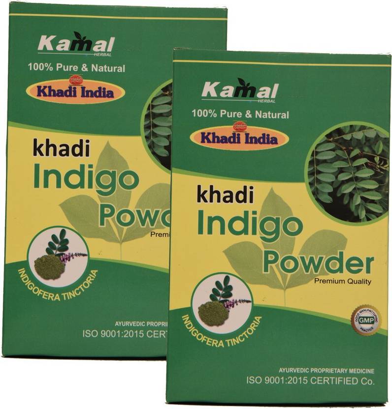Kamal Herbal KHADI HERBAL indigo Powder | Premium Quality Pack Of 2 (200 g) 100% Pure & Natural Ayurvedic Product