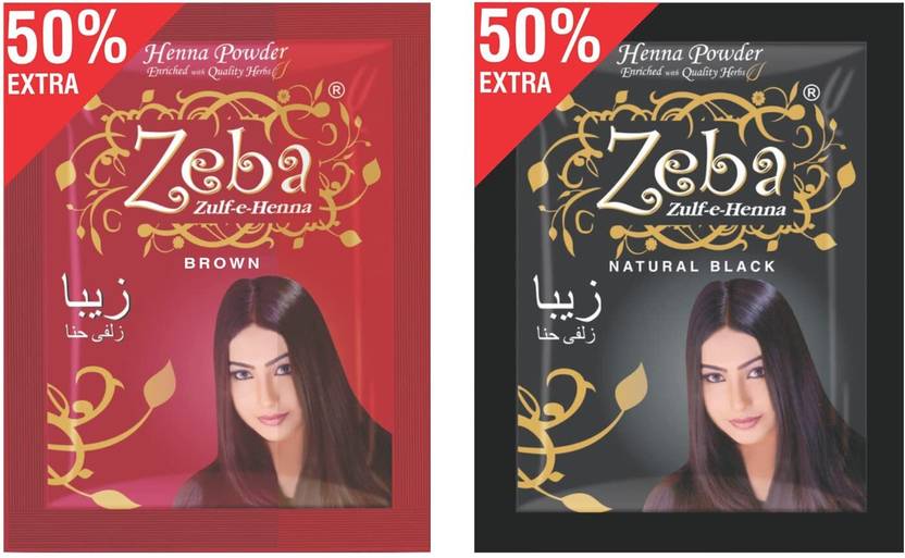 ZEBA Black & Brown Hair Color for Women, Natural Henna Powder Combo, Herbal Mehendi