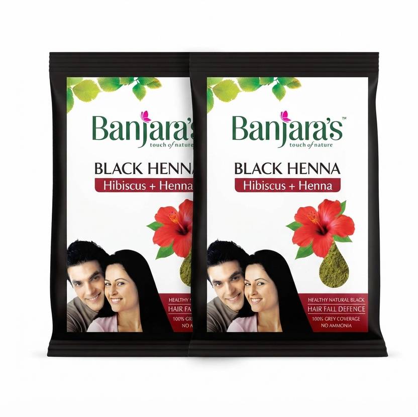 Banjaras Black Henna with Hibiscus 20g(2*10) (Pack of 2)