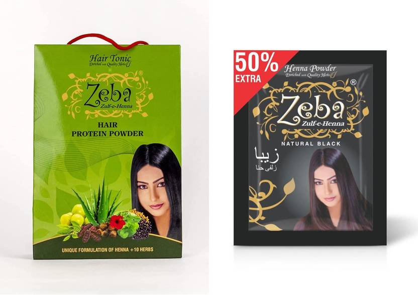 ZEBA Protein Powder & Black Hair color, Henna Powder for Women, Healthy