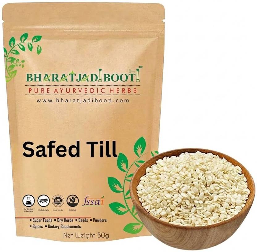 BHARAT JADI BOOTI Safed Till 50g (White Sesame Seeds) – Premium Natural Seeds for Culinary