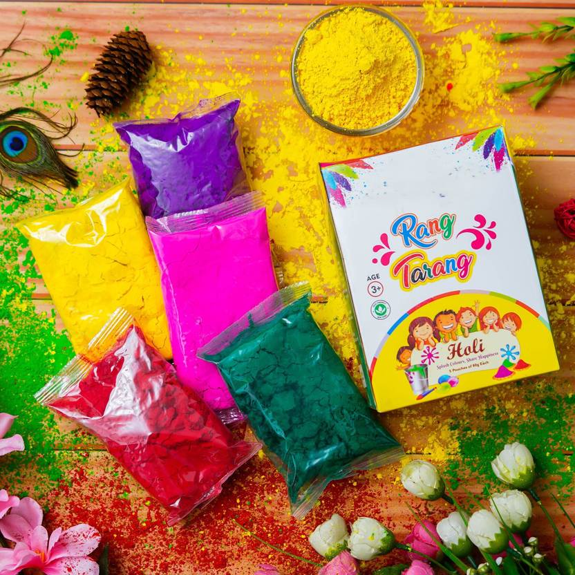 eCraftIndia Rang Tarang Holi Colours Holi Color Powder Pack of 5
