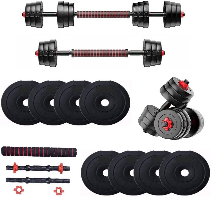 BodyFit 20 kg 20KG (2KG X 4+3KG X 4) Dumbbell Set, Connector Rod,Combo ...