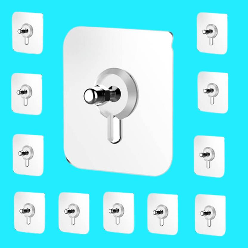 BZILO Pack of 40 Self Adhesive Wall Hooks for Hanging Without Nail with Screw L_10 Hook 40