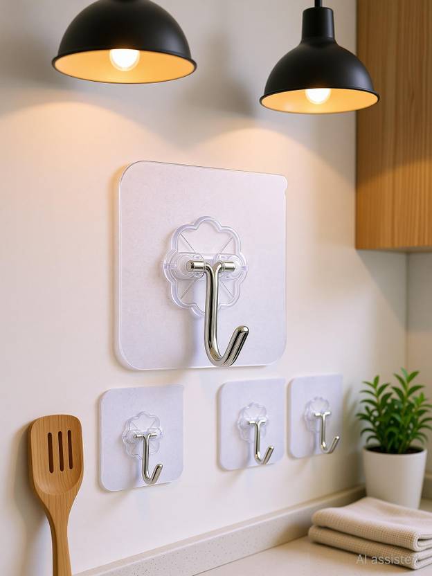 BESTZONE RETAIL MALL Self Adhesive Wall Hanging Hooks Without Drill For Home, Kitchen & Bathroom Hook 10
