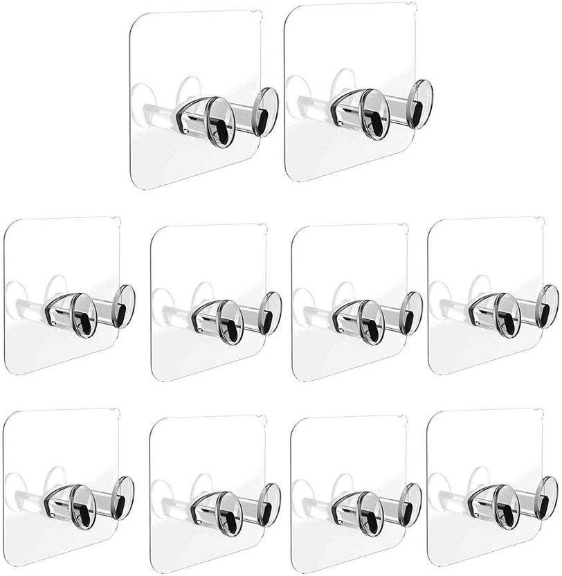 Shalvi Adhesive Hook Multi Power Plugs Socket Holder|Waterproof Wall Hook for Kitchen Hook 10
