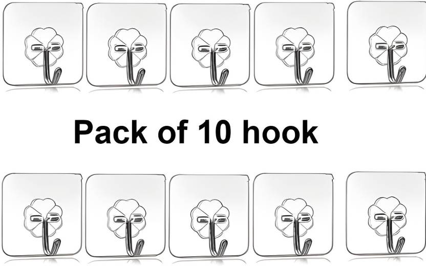 Wonder Star Adhesive Magic Stickers Wall Hooks for Hanging Keys Coats Hats Bags (10KG max) Hook 10