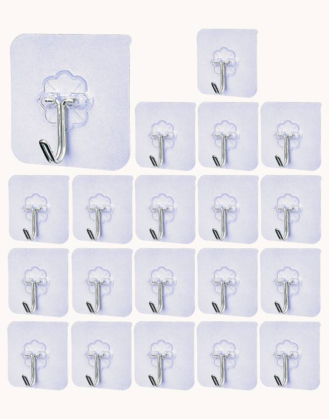 BESTZONE RETAIL MALL Self Adhesive Wall Hanging Hooks Without Drill For Home, Kitchen & Bathroom Hook 20