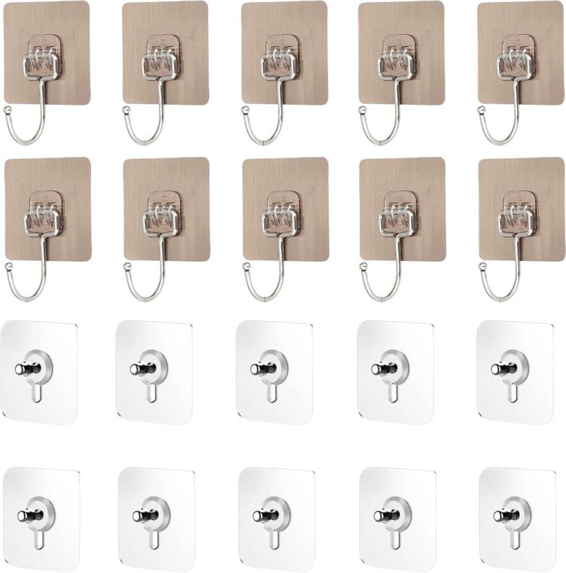 Shalvi Self Adhesive Stainless Hooks Wall Hook for Kitchen Bathroom Shower Utility Hook Hook 20