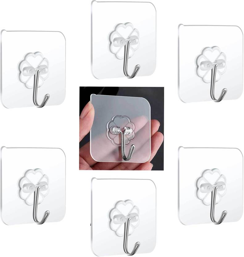 beecraft Hooks Kitchen Wall Hook Packs Heavy Duty Nail Free Sticky Hangers with Stainless Hook 6
