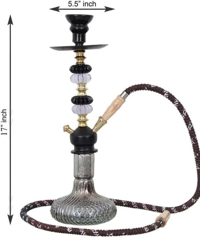 Vespers 18-Inch Obsidian Black Hookah with Crystal Glass - Image 4