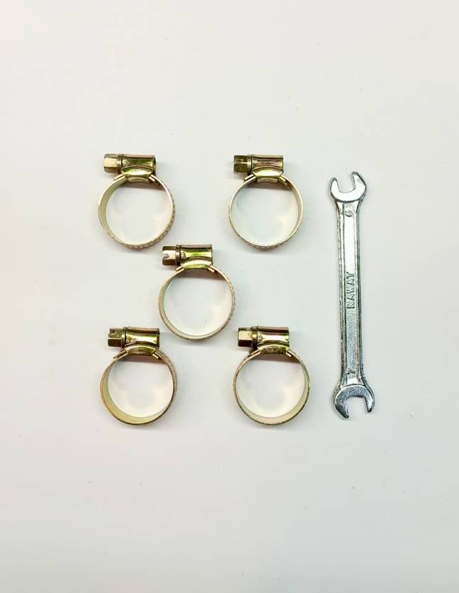 4MECH Adjustable Hose Clamps 13–20mm (1/2–3/4 Inch) , Worm Gear Clips with 6x7 Spanner Hose Clamps