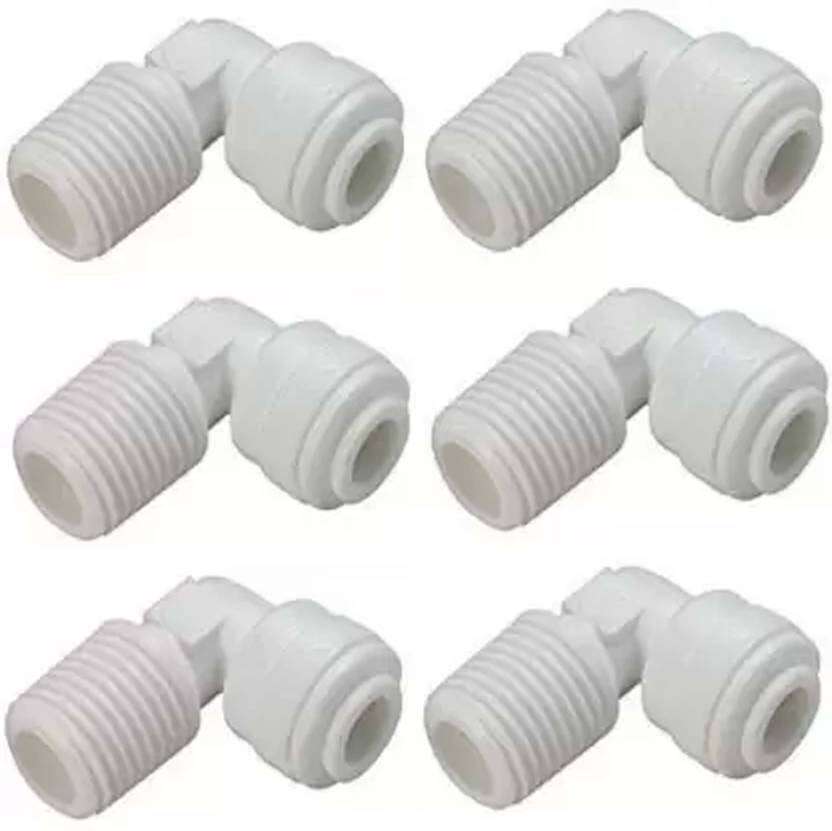 AQUA SRI RO Elbow Connectors 1/4 inch QC x 1/4 inch Thread for RO Water Purifier_J17 Hose Connector