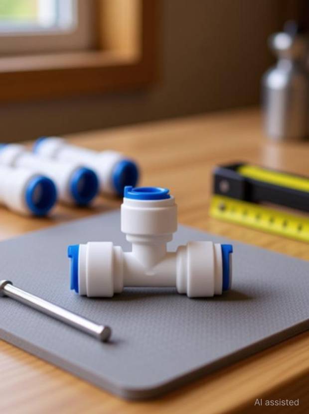 AQUALIQUID RO Elbows Connectors Three Side T type 1/4 inch all sides QC for RO Water Purifiers ( pack of 08 ) Hose Connector Hose Connector