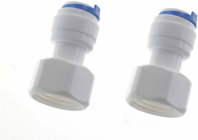 Aameria RO 2 Pcs Female Direct Valve Straight Connector, 1/2" Female Thread X 3/8" Push fit RO tube For All Water Purifer (Set of 2 Pcs with Washer) Hose Connector